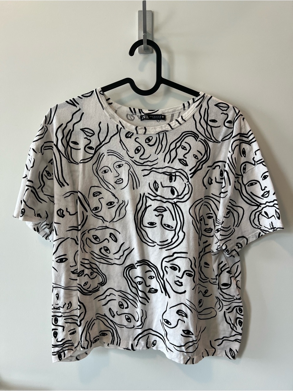White Graphic Face Print Tee
